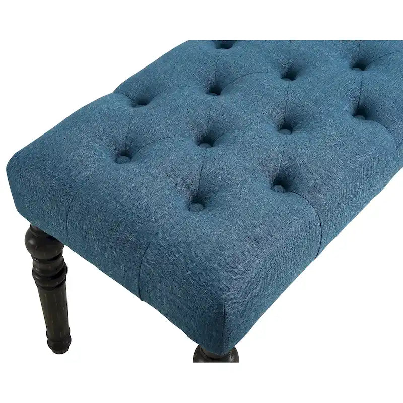 Tufted Fabric Dining Bench with Turned Legs