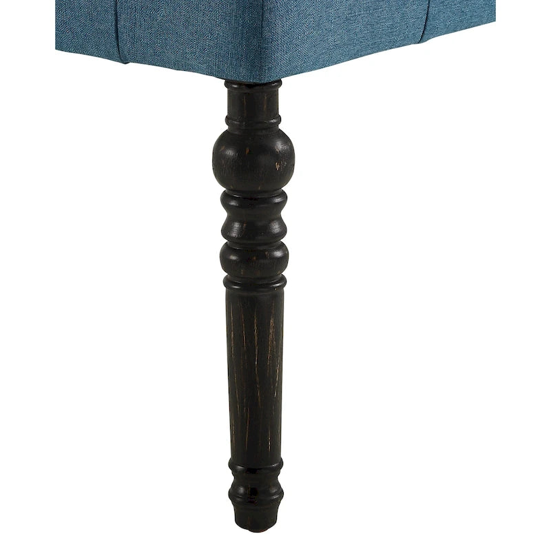 Tufted Fabric Dining Bench with Turned Legs