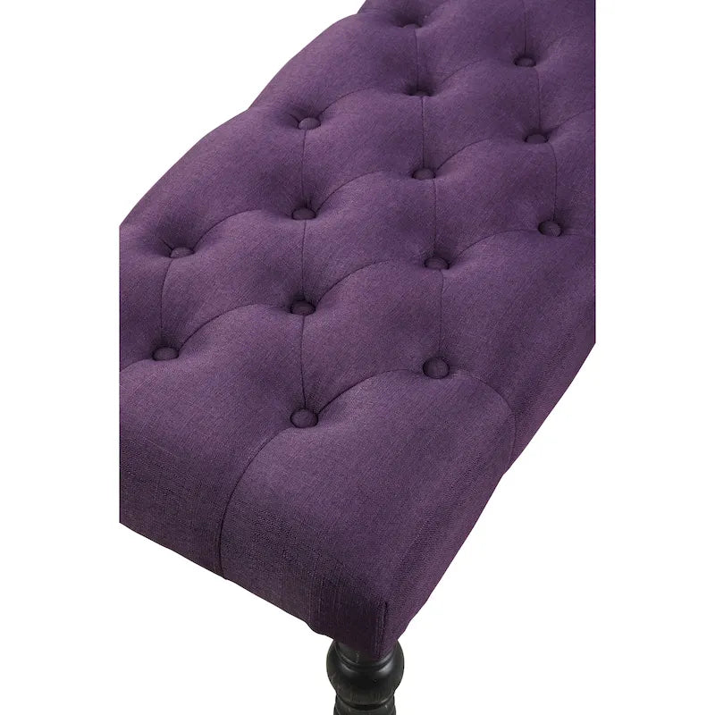 Tufted Fabric Dining Bench with Turned Legs