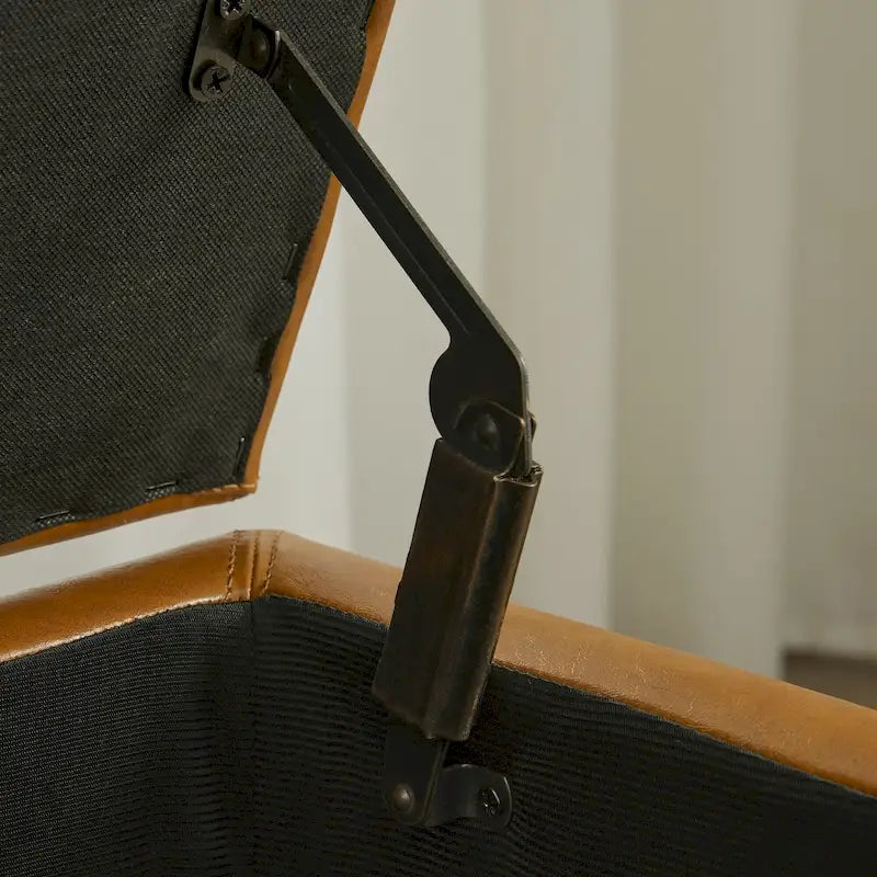 50.3 x 17.50 x 18 gepolsterte rechteckige Aufbewahrungstruhe aus Kunstleder