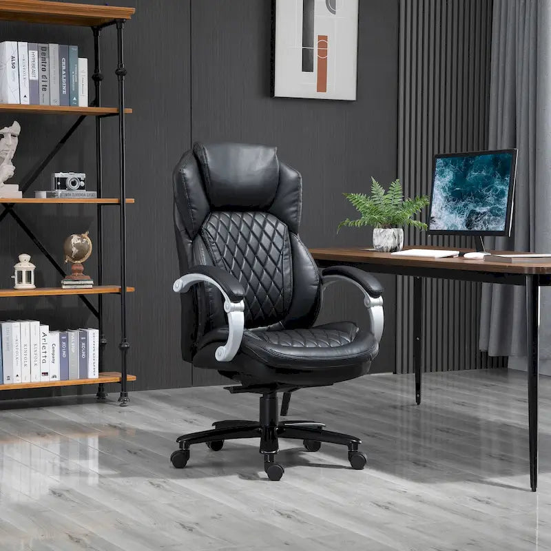 Heavy Duty Office Chair 350lbs, Mesh & Faux Leather, Rocker Ergonomic, Adjustable Height with Wheels