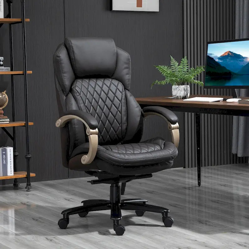 Heavy Duty Office Chair 350lbs, Mesh & Faux Leather, Rocker Ergonomic, Adjustable Height with Wheels