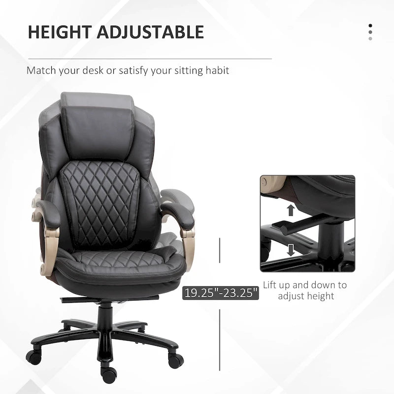 Heavy Duty Office Chair 350lbs, Mesh & Faux Leather, Rocker Ergonomic, Adjustable Height with Wheels