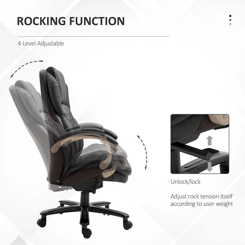 Belastbarer Bürostuhl bis 350 lbs, Netzstoff und Kunstleder, ergonomische Wippfunktion, höhenverstellbar mit Rollen