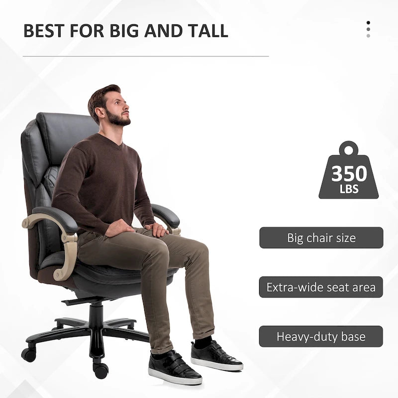 Belastbarer Bürostuhl bis 350 lbs, Netzstoff und Kunstleder, ergonomische Wippfunktion, höhenverstellbar mit Rollen