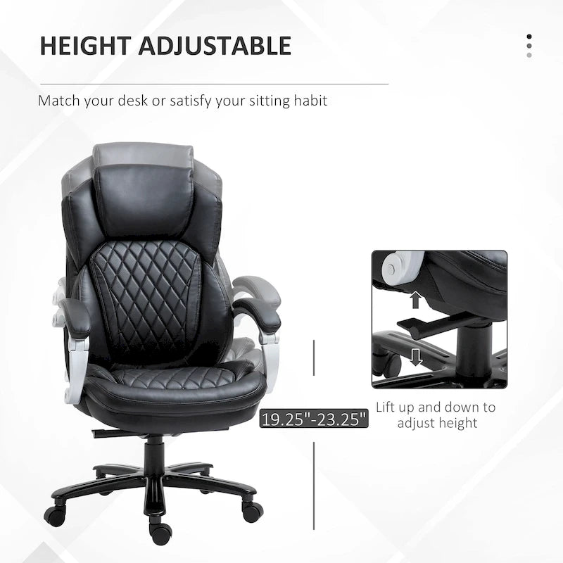 Belastbarer Bürostuhl bis 350 lbs, Netzstoff und Kunstleder, ergonomische Wippfunktion, höhenverstellbar mit Rollen