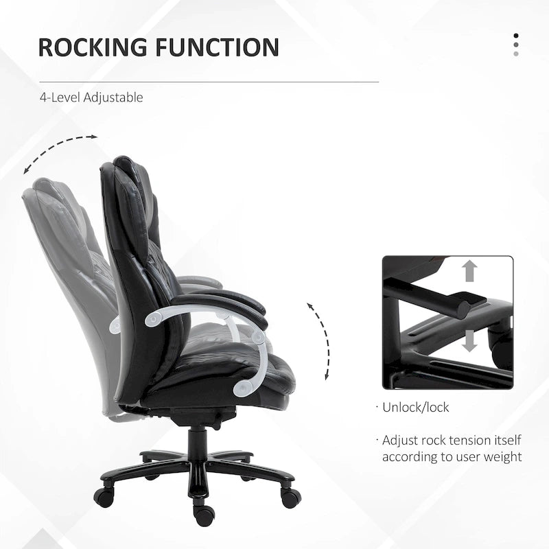 Belastbarer Bürostuhl bis 350 lbs, Netzstoff und Kunstleder, ergonomische Wippfunktion, höhenverstellbar mit Rollen