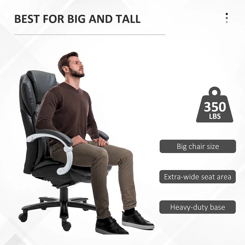 Belastbarer Bürostuhl bis 350 lbs, Netzstoff und Kunstleder, ergonomische Wippfunktion, höhenverstellbar mit Rollen