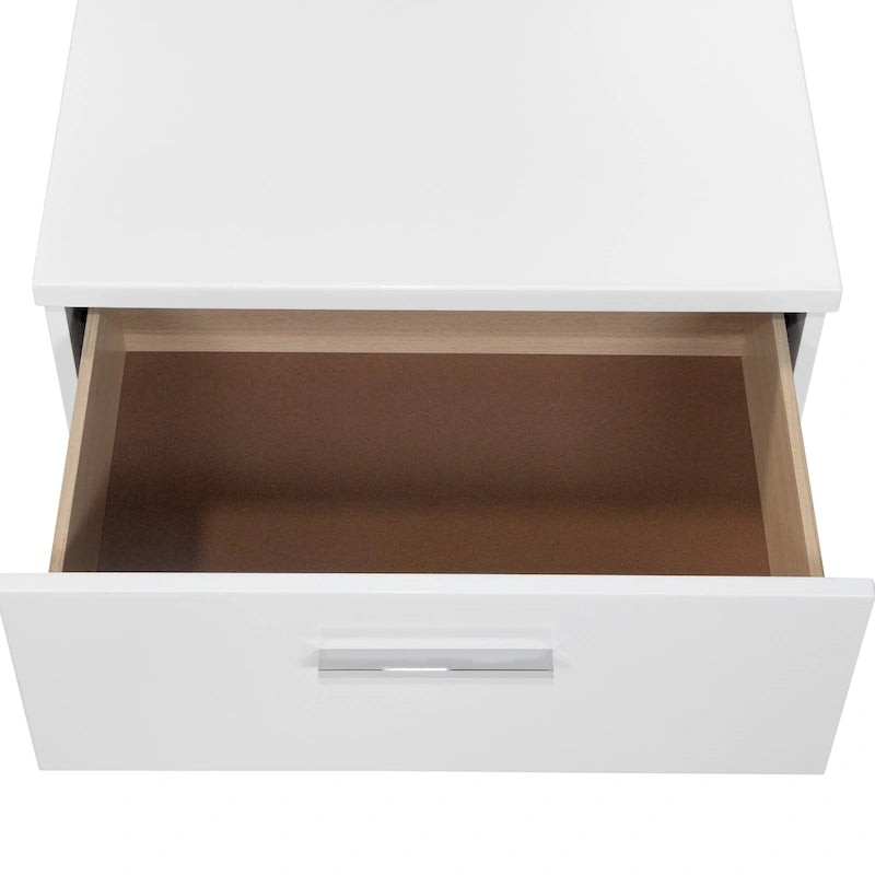 Contemporary White Wood 2-Drawer Nightstand