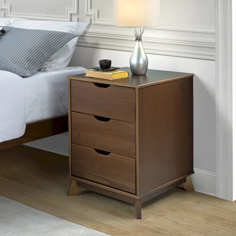Solid Pine Wood 3-Drawer Nightstand