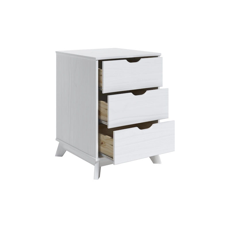 Solid Pine Wood 3-Drawer Nightstand