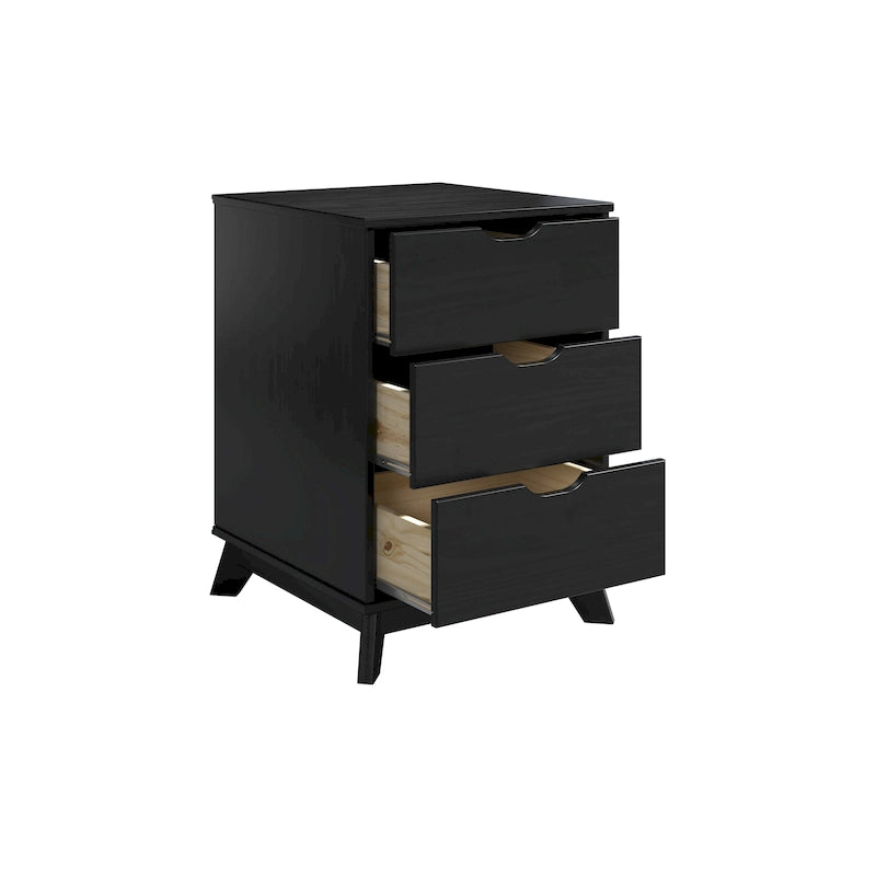 Solid Pine Wood 3-Drawer Nightstand