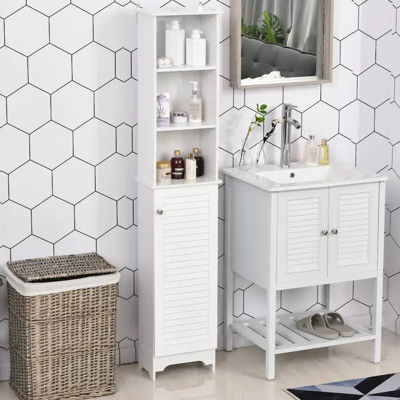 Freestanding Bathroom Storage Cabinet Organizer Tower