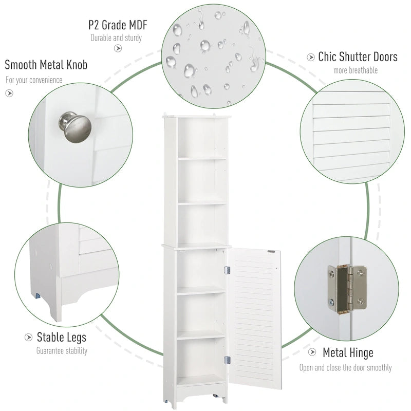 Freestanding Bathroom Storage Cabinet Organizer Tower