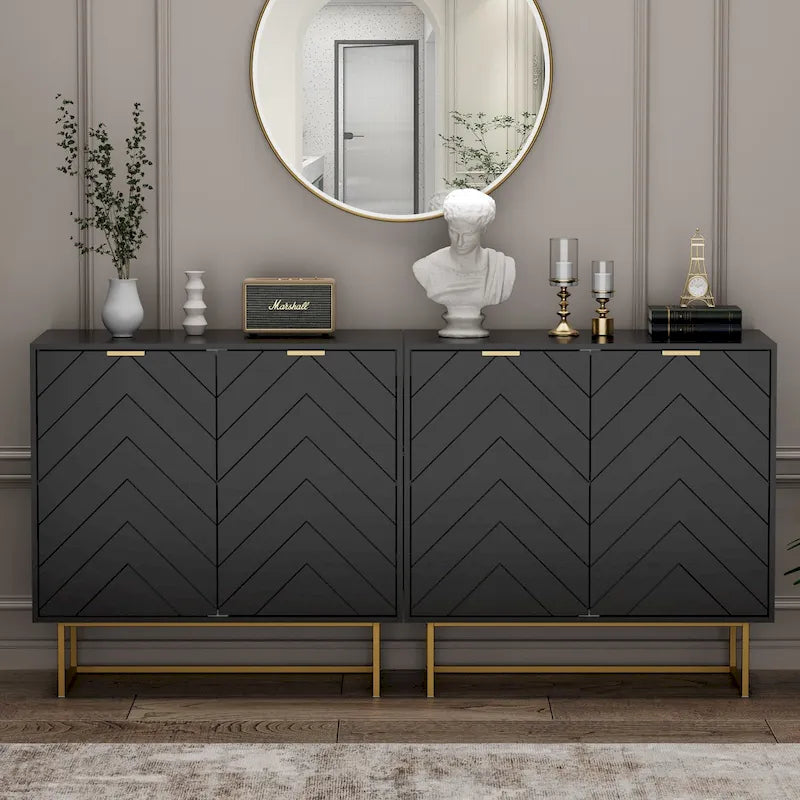 Double Sideboard Buffet Cabinet with Storage Adjustable Shelf