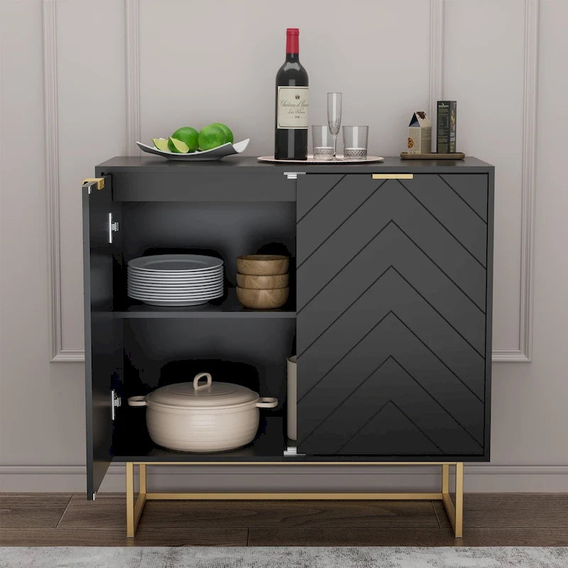 Double Sideboard Buffet Cabinet with Storage Adjustable Shelf