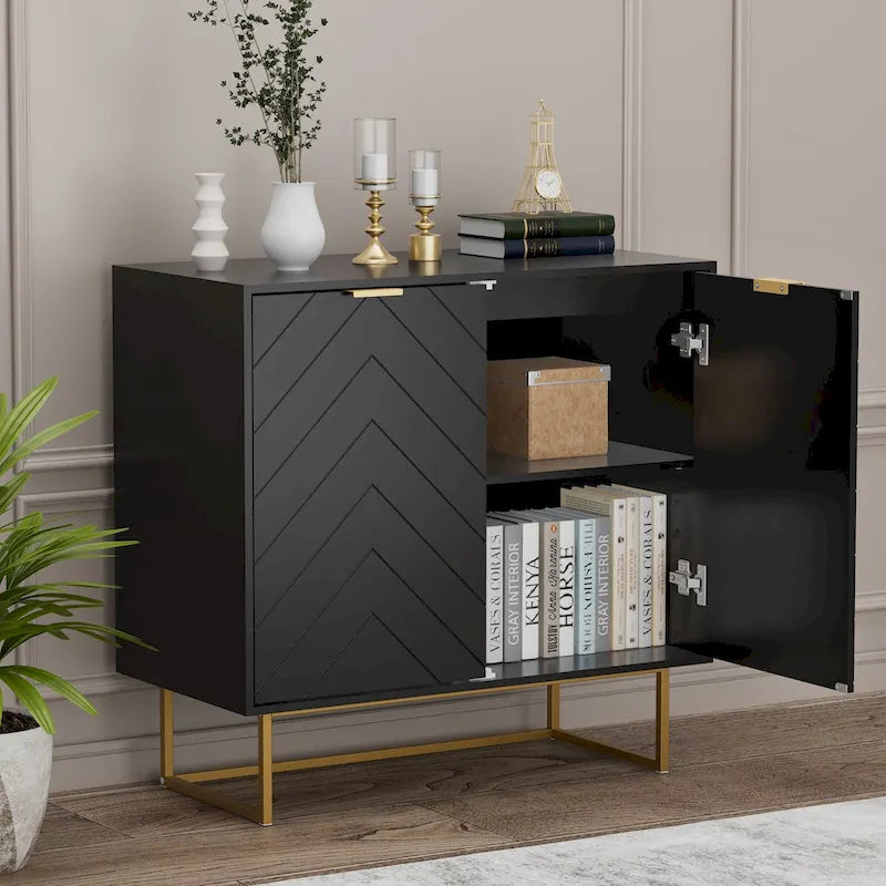 Double Sideboard Buffet Cabinet with Storage Adjustable Shelf