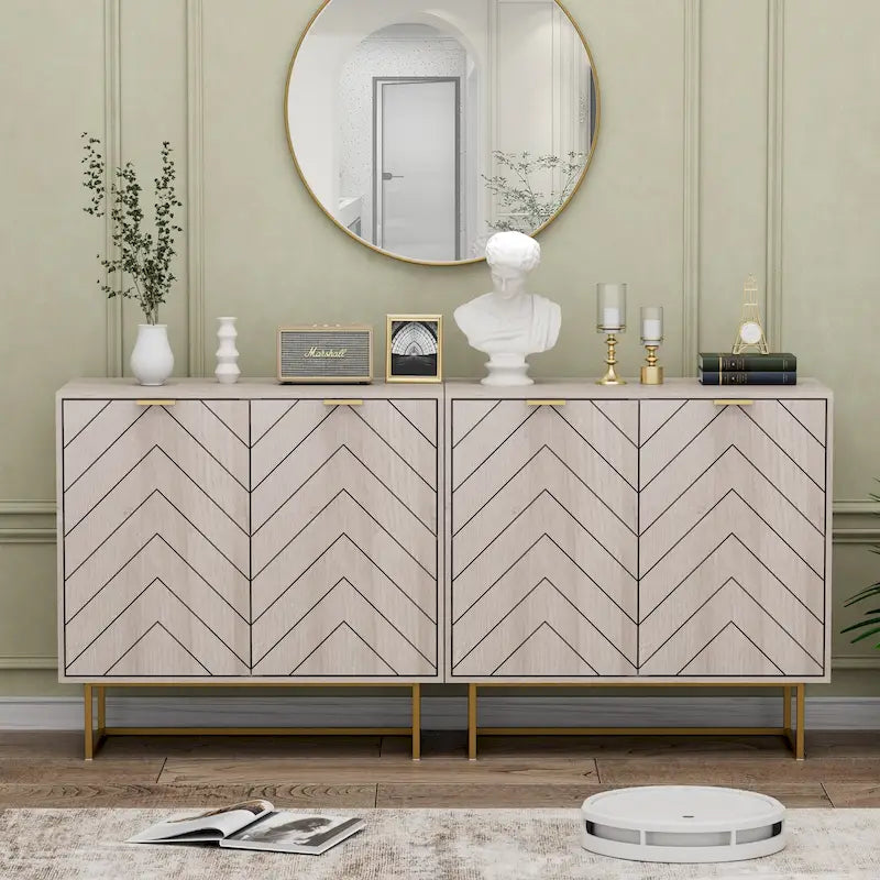 Double Sideboard Buffet Cabinet with Storage Adjustable Shelf