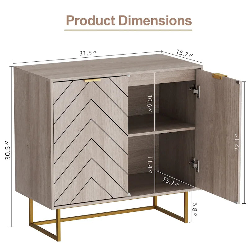 Double Sideboard Buffet Cabinet with Storage Adjustable Shelf