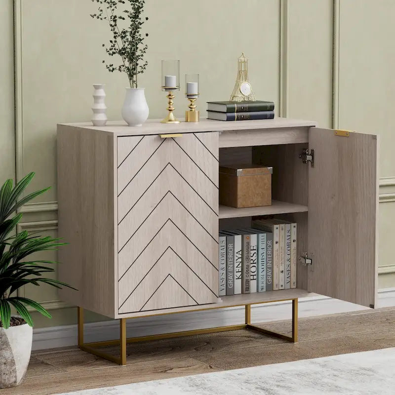 Double Sideboard Buffet Cabinet with Storage Adjustable Shelf