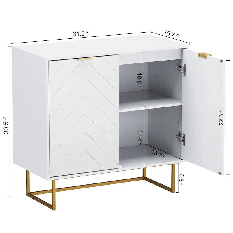 Double Sideboard Buffet Cabinet with Storage Adjustable Shelf