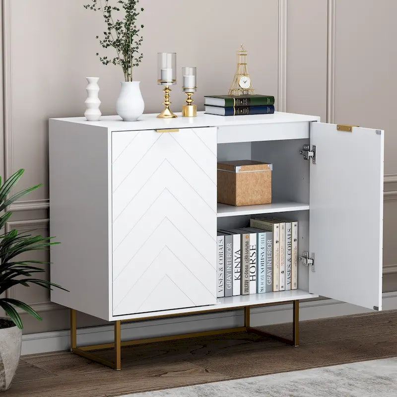 Double Sideboard Buffet Cabinet with Storage Adjustable Shelf