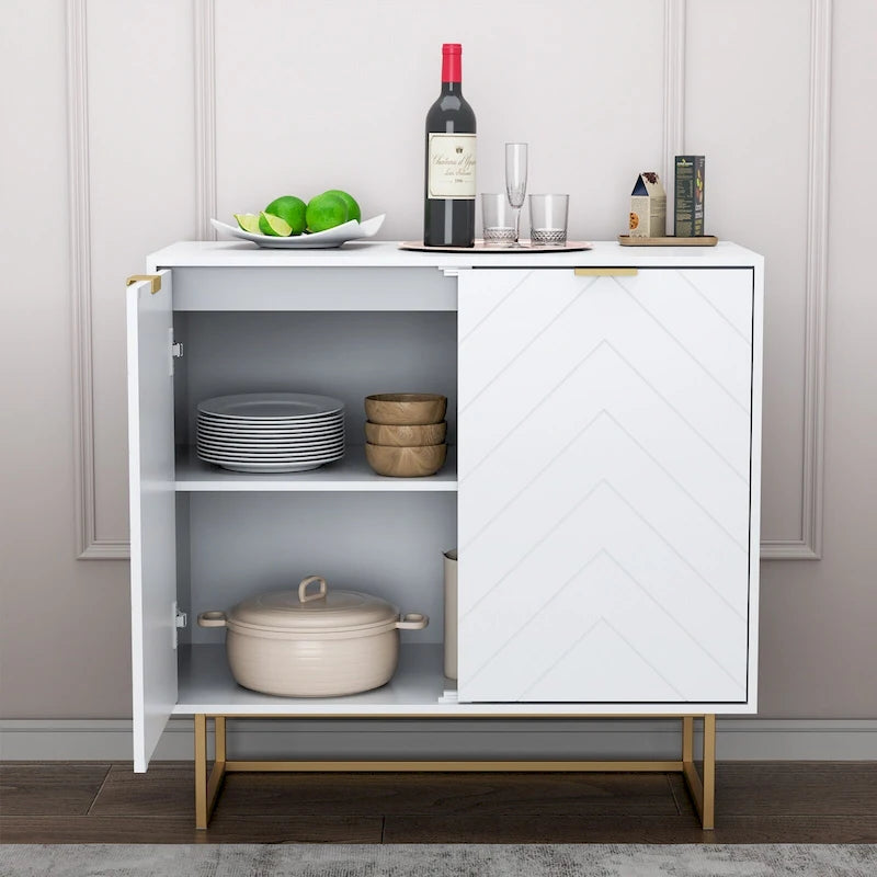 Double Sideboard Buffet Cabinet with Storage Adjustable Shelf