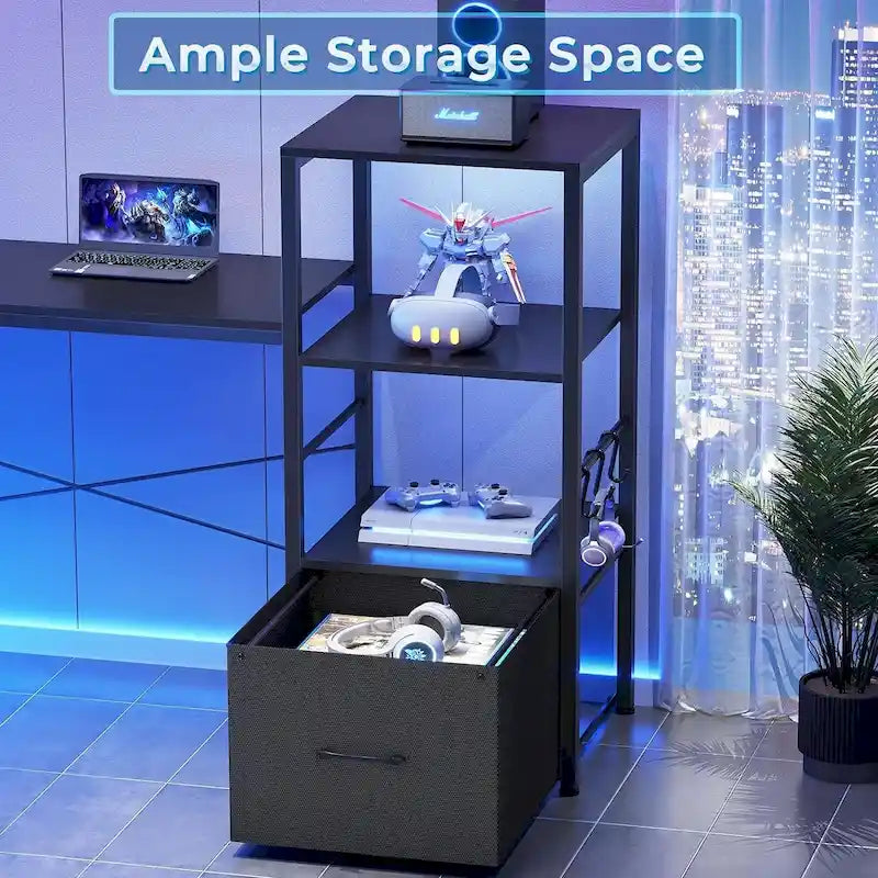 51in Computer Office Desk Storage Shelves Drawer Power Outlets