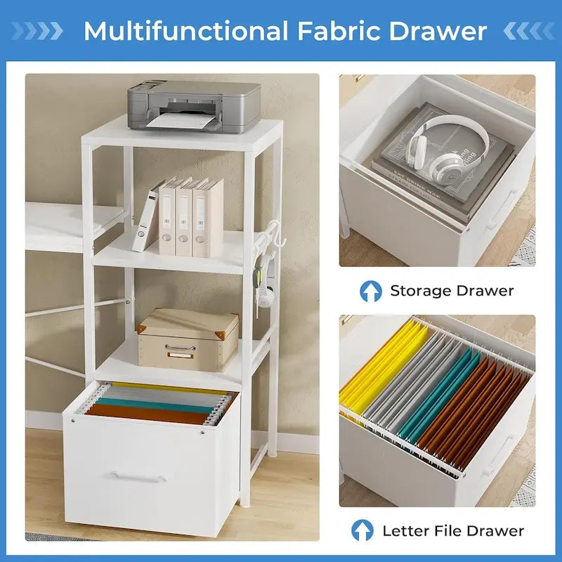 51in Computer Office Desk Storage Shelves Drawer Power Outlets
