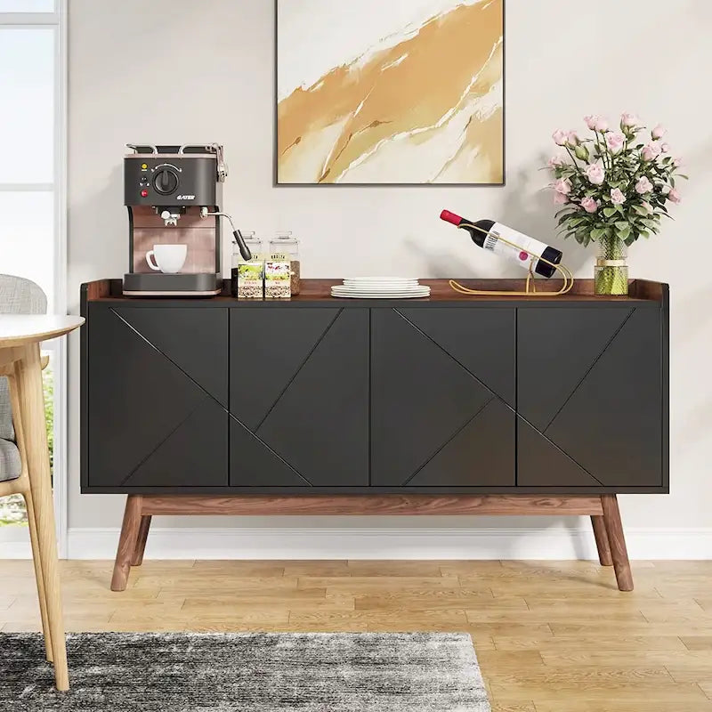55-Zoll-Küchen-Sideboard mit Stauraum, Kaffeebar-Schrank mit Türen – N/A