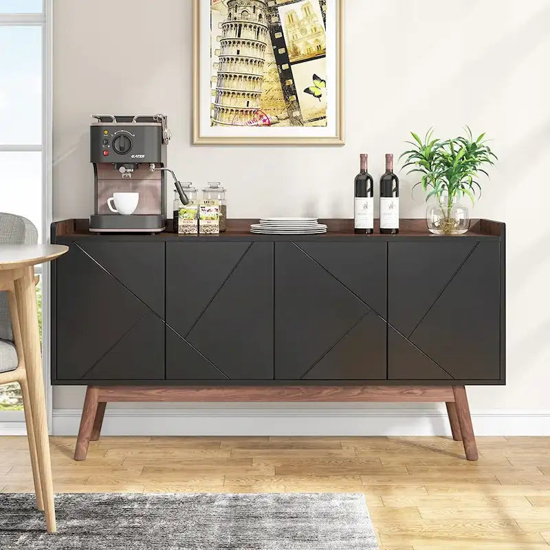 55-inch Kitchen Sideboard Buffet Cabinet with Storage Coffee Bar Cabinet with Doors - N/A