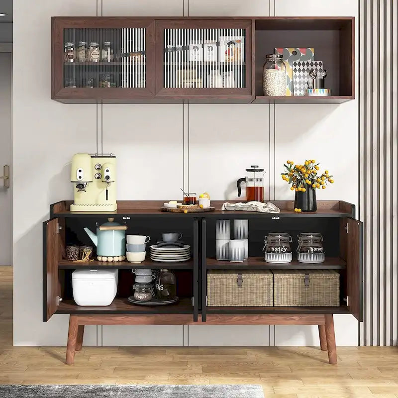 55-Zoll-Küchen-Sideboard mit Stauraum, Kaffeebar-Schrank mit Türen – N/A