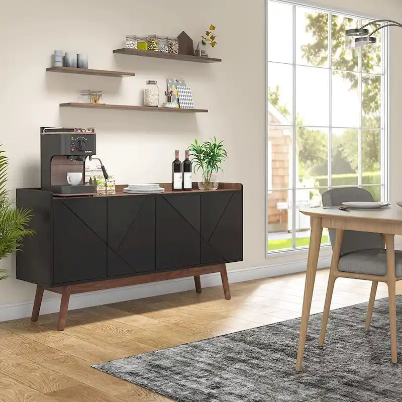 55-inch Kitchen Sideboard Buffet Cabinet with Storage Coffee Bar Cabinet with Doors - N/A