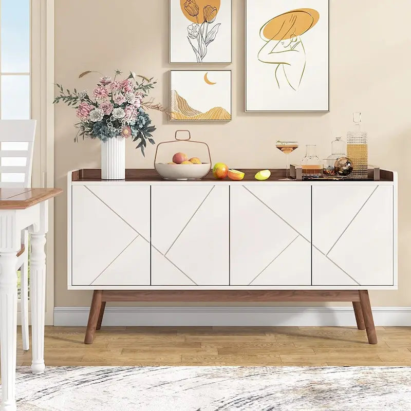 55-Zoll-Küchen-Sideboard mit Stauraum, Kaffeebar-Schrank mit Türen – N/A