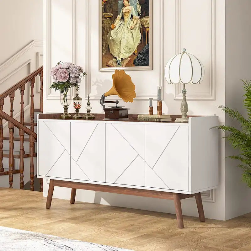 55-Zoll-Küchen-Sideboard mit Stauraum, Kaffeebar-Schrank mit Türen – N/A