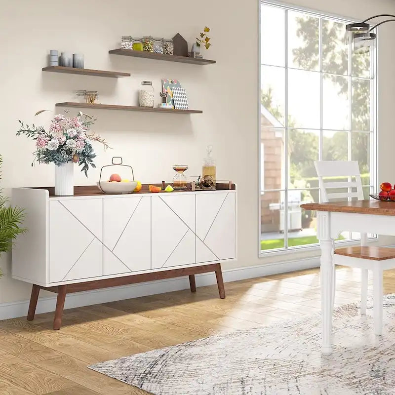 55-Zoll-Küchen-Sideboard mit Stauraum, Kaffeebar-Schrank mit Türen – N/A