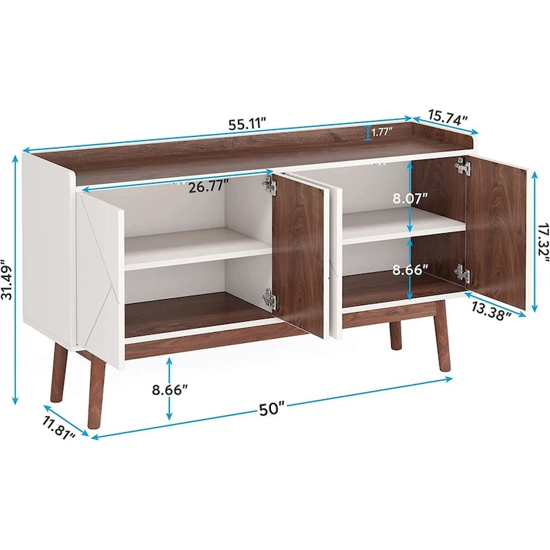 55-Zoll-Küchen-Sideboard mit Stauraum, Kaffeebar-Schrank mit Türen – N/A