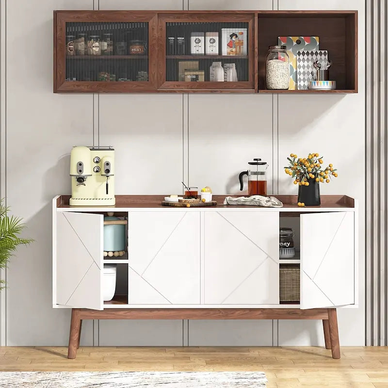 55-Zoll-Küchen-Sideboard mit Stauraum, Kaffeebar-Schrank mit Türen – N/A