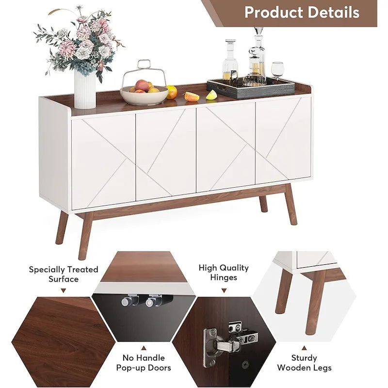 55-Zoll-Küchen-Sideboard mit Stauraum, Kaffeebar-Schrank mit Türen – N/A