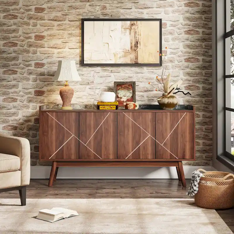 55-Zoll-Küchen-Sideboard mit Stauraum, Kaffeebar-Schrank mit Türen – N/A