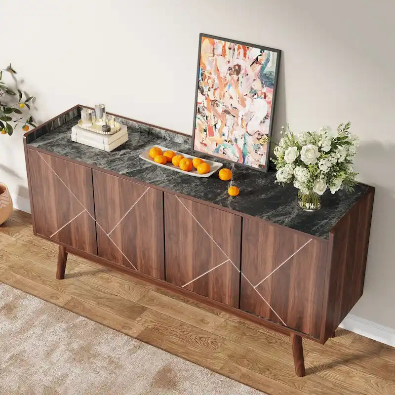 55-Zoll-Küchen-Sideboard mit Stauraum, Kaffeebar-Schrank mit Türen – N/A
