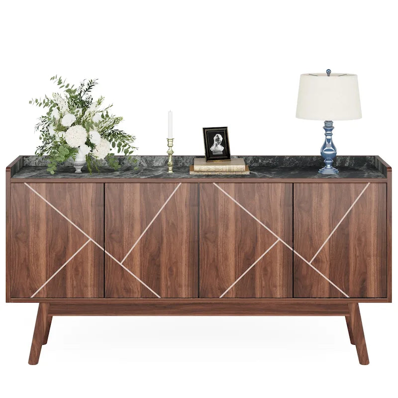 55-Zoll-Küchen-Sideboard mit Stauraum, Kaffeebar-Schrank mit Türen – N/A