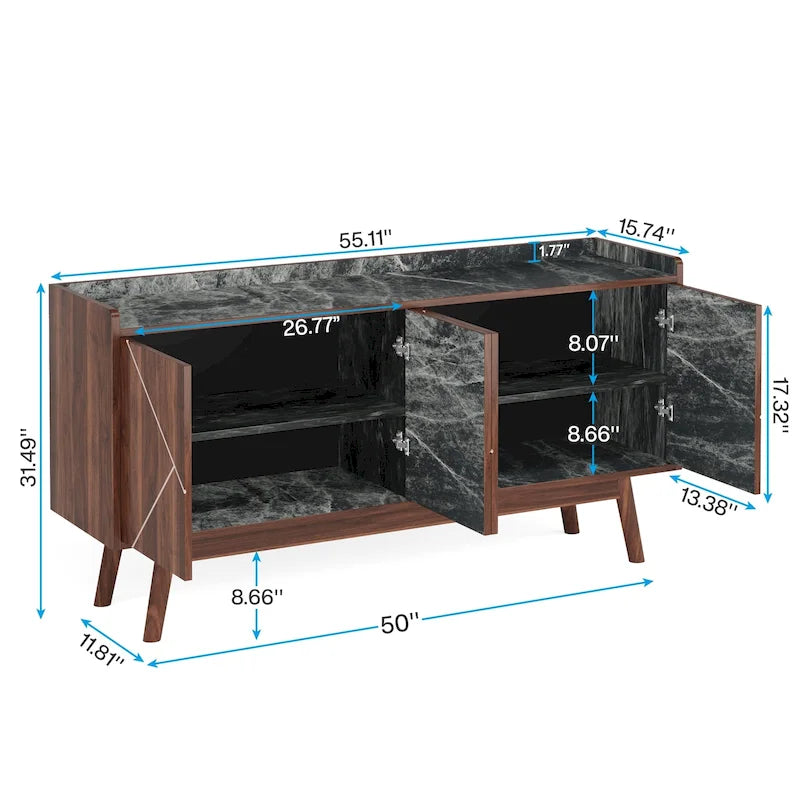 55-Zoll-Küchen-Sideboard mit Stauraum, Kaffeebar-Schrank mit Türen – N/A