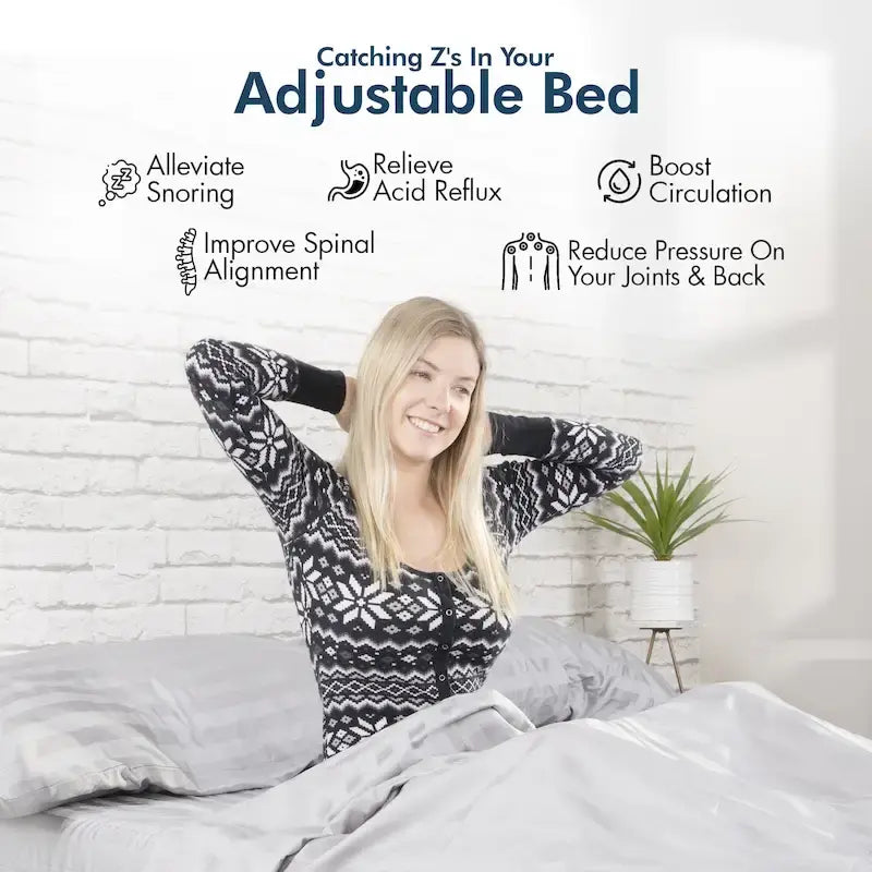 Adjustable Bed Base with 12-inch Hybrid Mattress, Dual Massage, USB Ports, App Control, Underbed Light, Remote