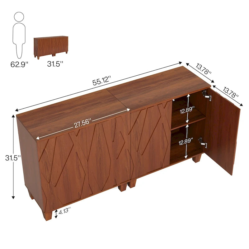 55-Zoll-Sideboard mit Stauraum für Küche und Esszimmer