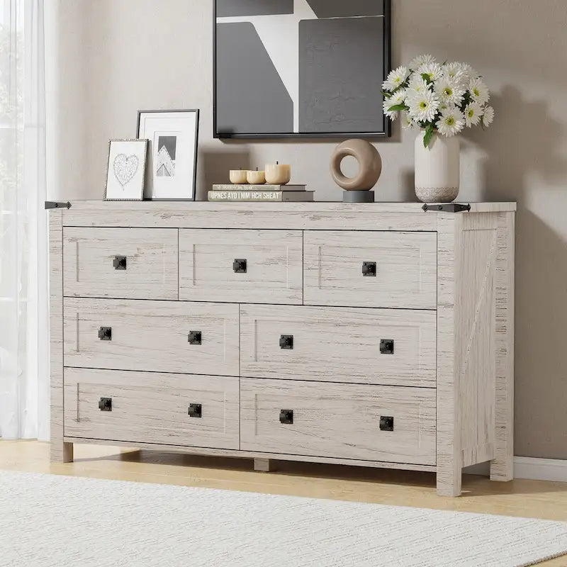 Rustic 7 Drawers Dresser, Wood Chest of Drawers, Dressers Organizer