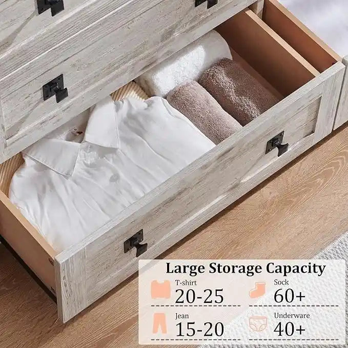 Rustic 7 Drawers Dresser, Wood Chest of Drawers, Dressers Organizer