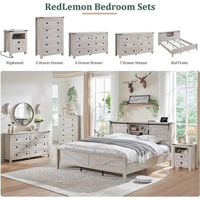 Rustic 7 Drawers Dresser, Wood Chest of Drawers, Dressers Organizer