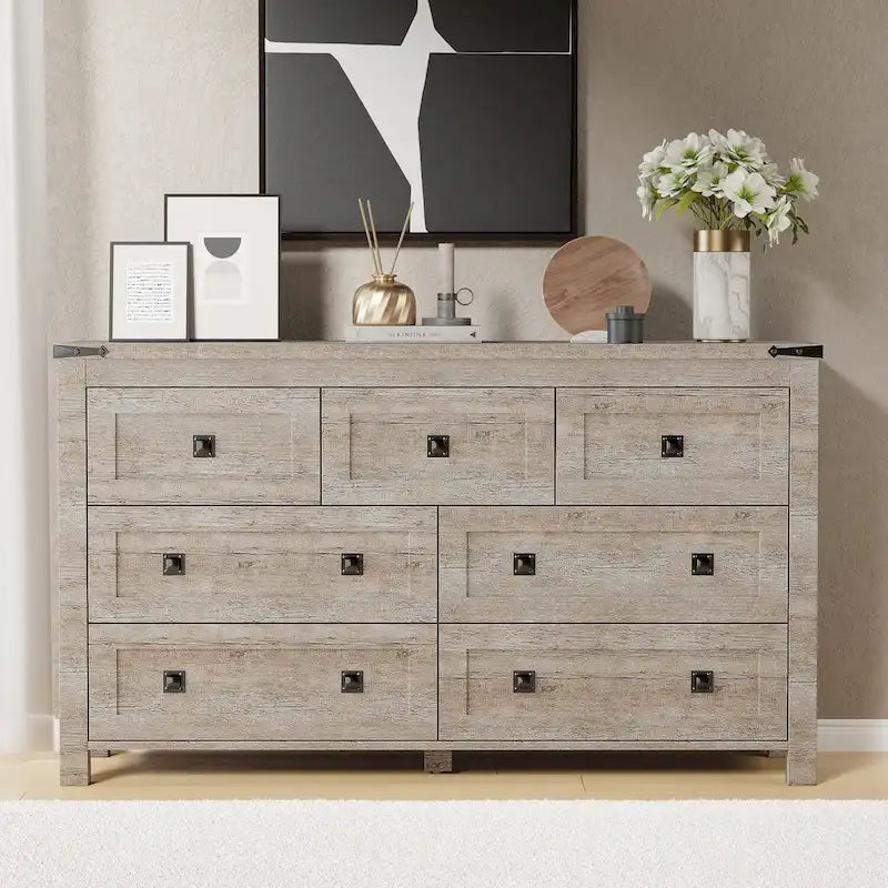 Rustic 7 Drawers Dresser, Wood Chest of Drawers, Dressers Organizer