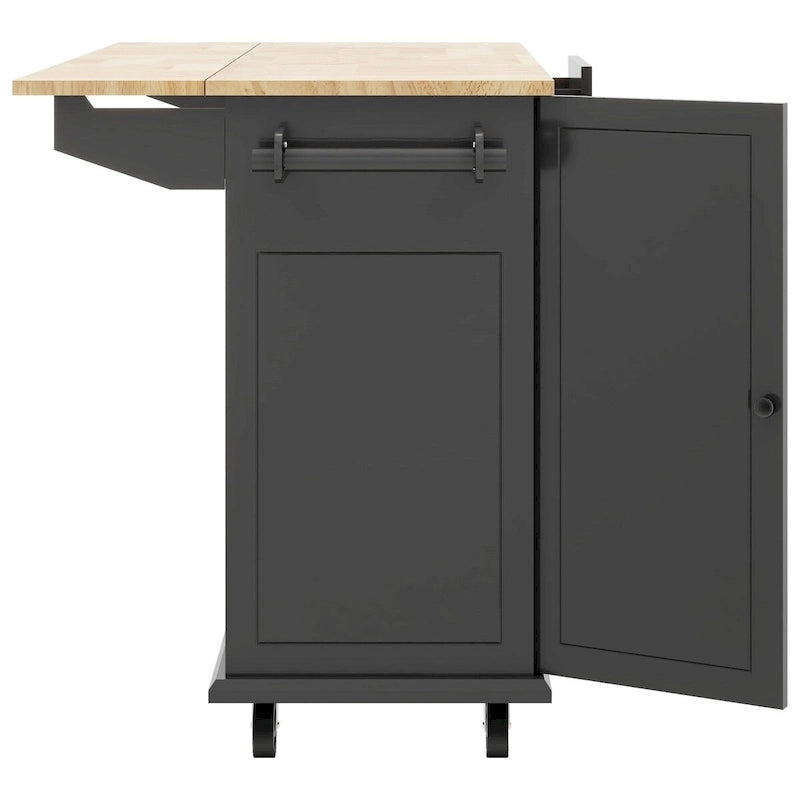 Mobile Kitchen Island with Storage, Adjustable Shelves, Wheels